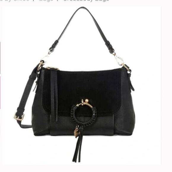 Chloe Joan Cross Body Black Leather/Suede Bag - Picture 3 of 16
